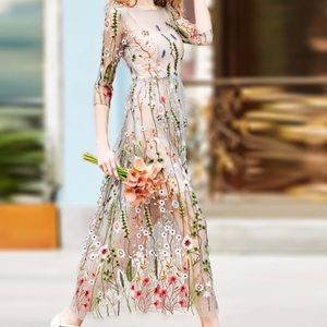 NWOT Embroidered boho dress